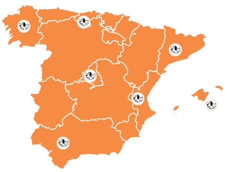 Mapa de España con clínicas